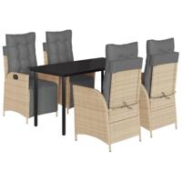 5-delige Tuinset met kussens poly rattan gemengd beige - thumbnail