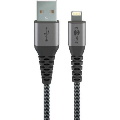 goobay Lightning naar USB-A textielkabel met metalen aansluitingen goobay Lightning naar USB-A textielkabel met metalen aansluitingen