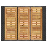 Tuintafel met acaciahouten blad 105x80x110 cm poly rattan zwart - thumbnail