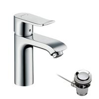 Hansgrohe Metris wastafelkraan met waste chroom 31080000 - thumbnail