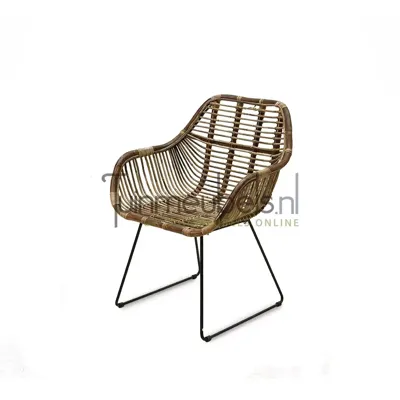 Dining Stoel Iron L Dining Nick Chair Rotan/Iron Brown 70X65Xh87 Van der Leeden - Van der leeden
