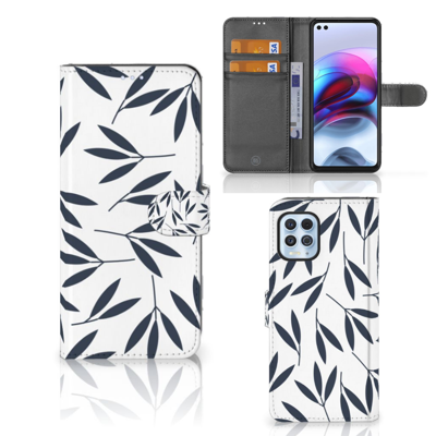 Motorola Moto G100 Hoesje Leaves Blue Motorola Moto G100 Hoesje Leaves Blue