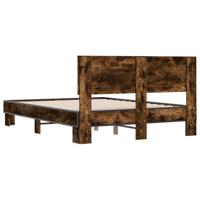 Bedframe bewerkt hout metaal gerookt eikenkleurig 120x200 cm - thumbnail