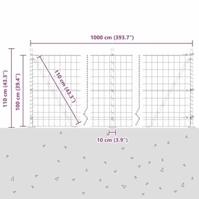 VidaXL Hek met paal groen 1 x 10 m staal en pvc