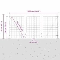 VidaXL Hek met paal groen 1 x 10 m staal en pvc - thumbnail