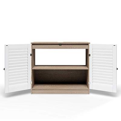 Wastafelonderkast in bruin-wit Wastafelonderkast in bruin-wit