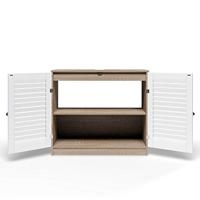 Wastafelonderkast in bruin-wit - thumbnail