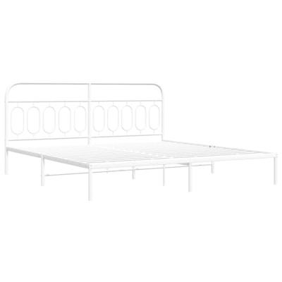 Bedframe met hoofdbord metaal wit 200x200 cm - thumbnail