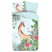 Good Morning Kinderdekbedovertrek "giraf" - Aqua - (140x200/220 cm) - Katoen - thumbnail