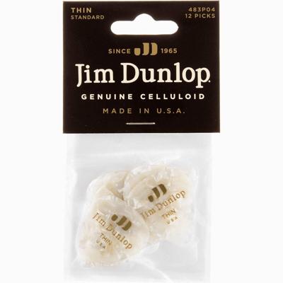 Dunlop 483P04TH Celluloid Shell Pick perloid wit thin plectrum set 12 stuks Dunlop 483P04TH Celluloid Shell Pick perloid wit thin plectrum set 12 stuks
