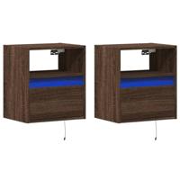 Tv-wandmeubels met LED 2 st 41x31x45 cm bruin eikenkleurig - thumbnail