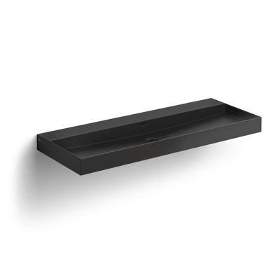 Clou New Wash Me Wastafel 110x42x8 cm Met 3 Voorbewerkte Kraangaten Zwart Mat Keramiek Clou Clou New Wash Me Wastafel 110x42x8 cm Met 3 Voorbewerkte Kraangaten Zwart Mat Keramiek Clou