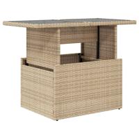 Tuintafel met glazen blad 100x55x73 cm poly rattan beige - thumbnail