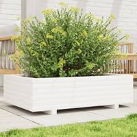 VidaXL Plantenbak 90x60x26,5 cm massief grenenhout wit - thumbnail