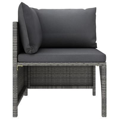 5-delige Loungeset met kussens poly rattan grijs - thumbnail