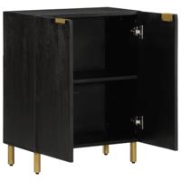 Dressoir 60x33x75 cm bewerkt hout zwart - thumbnail