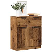 Dressoir 60x30x70 cm bewerkt hout oud houtkleurig - thumbnail