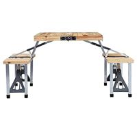 Campingtafel inklapbaar met 4 zitjes staal en aluminium - thumbnail