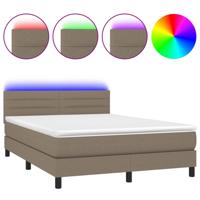 Boxspring met matras en LED stof taupe 140x190 cm - thumbnail