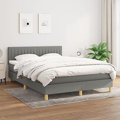 Boxspring met matras stof donkergrijs 140x190 cm