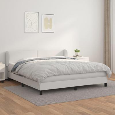 Boxspring met matras kunstleer wit 180x200 cm - thumbnail