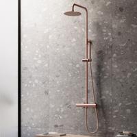 Saniclear Copper opbouw regendouche 30cm met thermostaatkraan en staafhanddouche koperkleurig - thumbnail