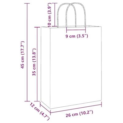 VidaXL Papieren zakken 250 st met hengsels 26x12x35 cm bruin