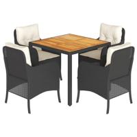 5-delige Tuinset met kussens poly rattan zwart - thumbnail