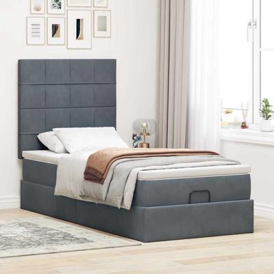 Ottoman bed met matrassen en LED's 80x200cm fluweel donkergrijs