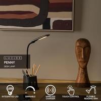 Lucide PENNY - Bureaulamp - LED Dimb. - 1x4,7W 3000K - Met draadloze oplader - Zwart - thumbnail