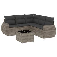 6-delige Loungeset met kussens poly rattan grijs - thumbnail
