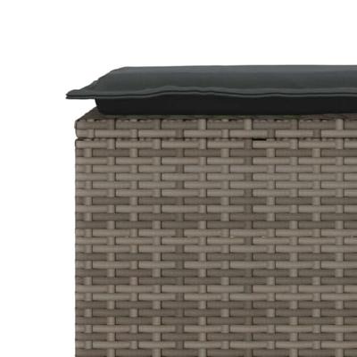Tuinbank met kussen 110x40x44 cm poly rattan grijs - thumbnail