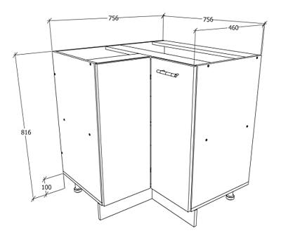 VCM Keukenkast of frontpaneel Esilo (Hoekkast, Wit/antraciet, 1 Tür)