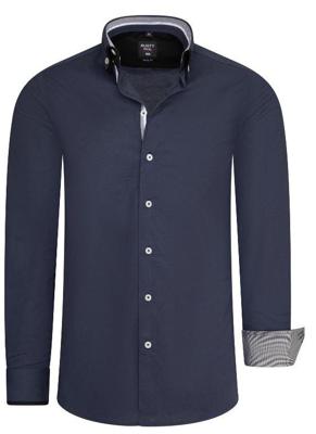 Rusty Neal - Heren Overhemd - Antraciet - Navy - Dubbele Kraag