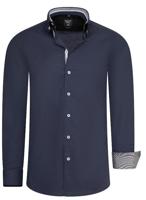 Rusty Neal - Heren Overhemd - Antraciet - Navy - Dubbele Kraag - thumbnail