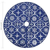 Kerstboomrok luxe met sok 122 cm stof blauw - thumbnail