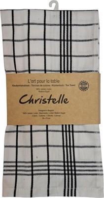 Handdoek Christelle, ft 50 x 70 cm, geruit, wit, pak van 3 stuks