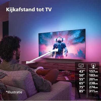 Philips Ambilight 50PUS8309 4K LED Smart TV - 50 inch-scherm met Pixel Precise Ultra HD, Titan OS-platform en Dolby Atmos Sound, werkt met Alexa en Google Voice Assistant - Matzwarte