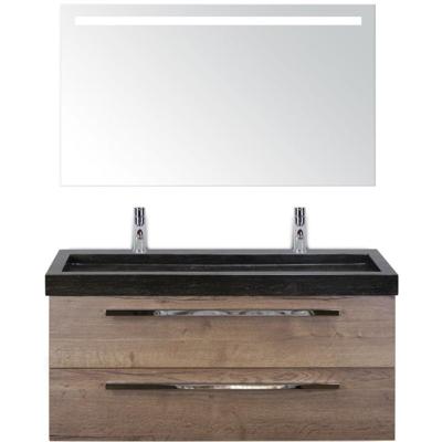 Seville Badmeubelset 120 cm - 2 Laden Tabacco - Wastafel Lucca Enkel met Sence Spiegel