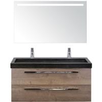 Seville Badmeubelset 120 cm - 2 Laden Tabacco - Wastafel Lucca Enkel met Sence Spiegel - thumbnail