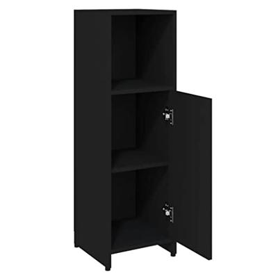 vidaXL Badkamerkast 30x30x95 cm spaanplaat zwart