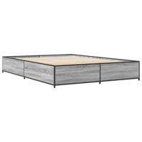 Bedframe bewerkt hout metaal grijs sonoma eiken 150x200 cm - thumbnail
