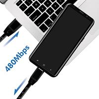 USB 2.0 aansluitkabel met liniaal, USB (type A) naar USB (type C) zwart, 1 m - thumbnail