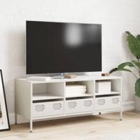 Tv-meubel 101,5x39x43,5 cm koudgewalst staal wit - thumbnail