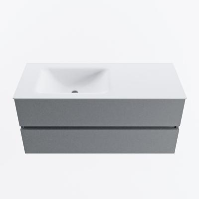 MONDIAZ VICA 110cm badmeubel onderkast Plata 2 lades. Wastafel CLOUD links 1 kraangat, kleur Talc.