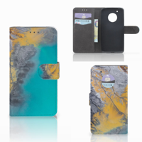 Motorola Moto G5 Plus Bookcase Marble Blue Gold - thumbnail