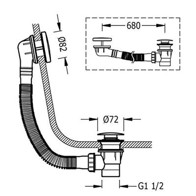Tres Selection bad afvoer met overloop en click-waste rond 24k Goud mat Tres Selection bad afvoer met overloop en click-waste rond 24k Goud mat