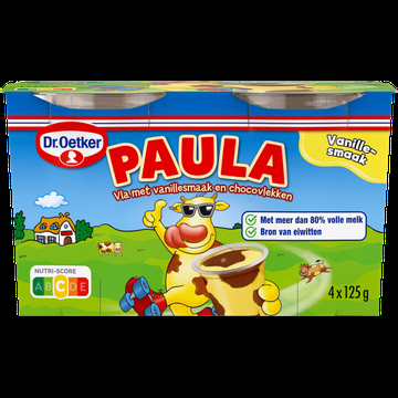 Dr. Oetker Paula Vla met Vanillesmaak en ChocoVlekken 4 x 125 g bij Jumbo