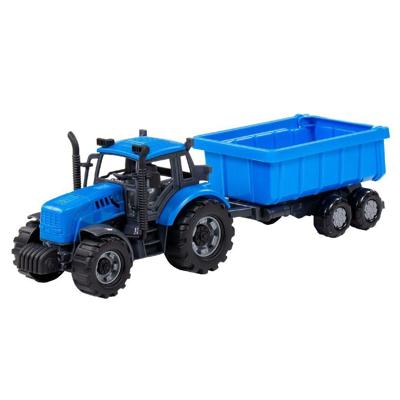 Cavallino tractor met kiepwagen aanhangwagen blauw, schaal 1:32