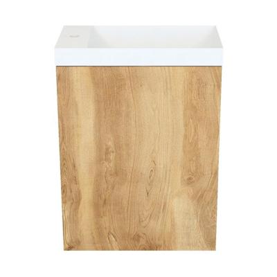 Fonteinkast Natural Oak Arcqua Luna 40x55x28 cm Incl. Fontein Mat Wit Zonder Overloop Arcqua